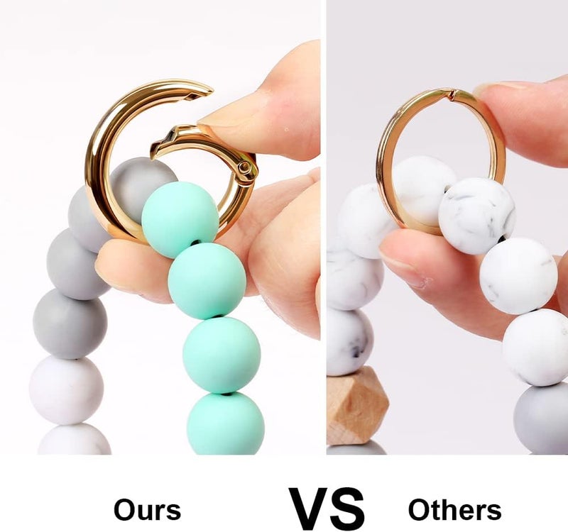 UpUDo Keychain Bracelet Wristlet, Silicone Beaded Key Ring Bracelet with Card Wallet, Elastic Keyring Bangle for Womens - Image 5